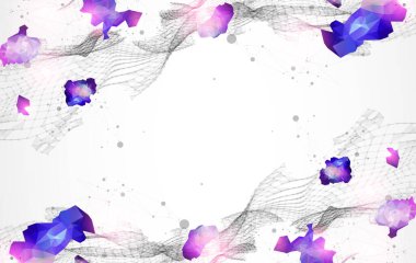 Soyut pleksus vektör arkaplanı. Parlayan parçacıklar dinamik akış.