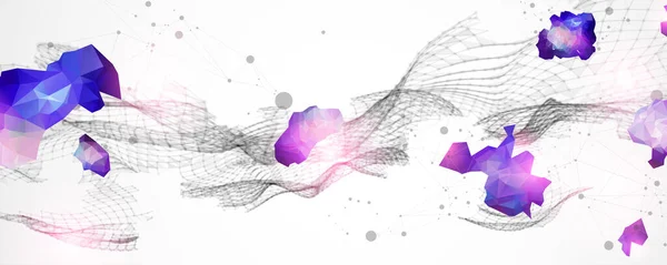 Fond Vecteur Plexus Abstrait Flux Dynamique Particules Lumineuses — Image vectorielle