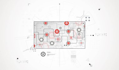 Soyut teknoloji geçmişi. İletişim konsepti, gelecekteki dijital yenilik arka planı. Vektör illüstrasyonu