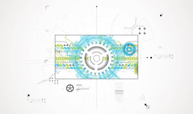 Soyut teknoloji geçmişi. İletişim konsepti, gelecekteki dijital yenilik arka planı. Vektör illüstrasyonu