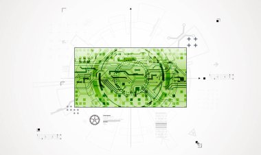Soyut teknoloji geçmişi. İletişim konsepti, gelecekteki dijital yenilik arka planı. Vektör illüstrasyonu