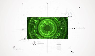 Soyut teknoloji geçmişi. İletişim konsepti, gelecekteki dijital yenilik arka planı. Vektör illüstrasyonu