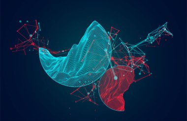 Modern bilim ya da teknoloji elementleri. Moda soyut arka plan. Siber uzay yüzey çizimi. Vektör.