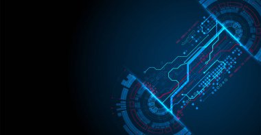 Soyut yarım daire teknolojili devre kartı. İletişim konsepti.