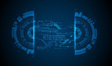 Soyut yarım daire teknolojili devre kartı. İletişim konsepti.