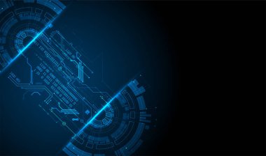 Soyut yarım daire teknolojili devre kartı. İletişim konsepti.