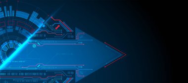 Soyut yarım daire teknolojili devre kartı. İletişim konsepti.