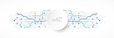 Soyut teknoloji konsepti. Devre kartı, yüksek bilgisayar rengi arkaplan. İçerik, web - şablon, iş teknolojisi sunumu için alanı olan vektör illüstrasyonu.