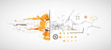 Teknolojik ve bilimsel konularda soyut bir geçmiş. Metnin altında yer alan çeşitli teknolojik detaylarla pleksus etkisi. Vektör biçimi.