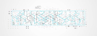 Soyut yatay teknoloji geçmişi. İletişim konsepti, gelecekteki dijital yenilik arka planı. Vektör illüstrasyonu