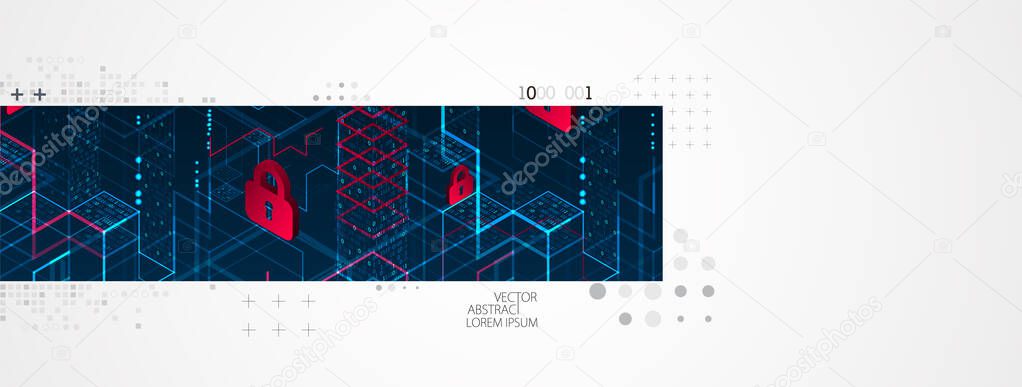 Abstract horizontal technology background. Communication concept, futuristic digital innovation background. Vector illustration