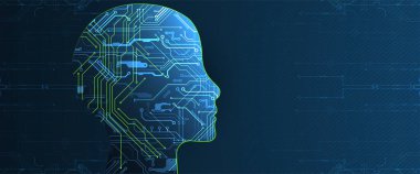 Yapay zeka (yapay zeka) ve büyük veri konsepti. Makine siber zihin. Teknoloji vektör arkaplanı.