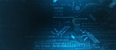 Teknolojik ve bilimsel konularda soyut bir geçmiş. Dijital kod kullanan çeşitli teknik detaylar. Vektör biçimi.