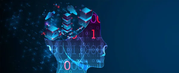 Künstliche Intelligenz Und Big Data Konzept Machine Cyber Mind Technologievektorhintergrund — Stockvektor