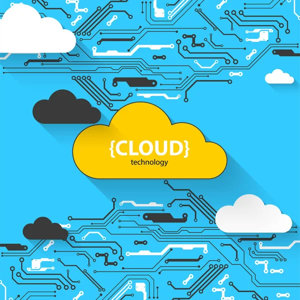 Cloud Speichertechnologie Integriertes Digitales Webkonzept — Stockvektor