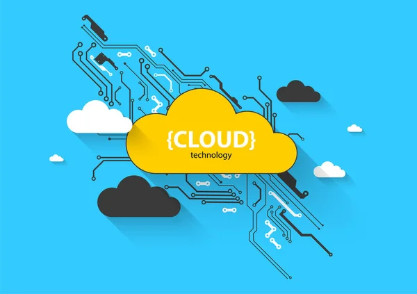 Cloud Speichertechnologie Integriertes Digitales Webkonzept — Stockvektor