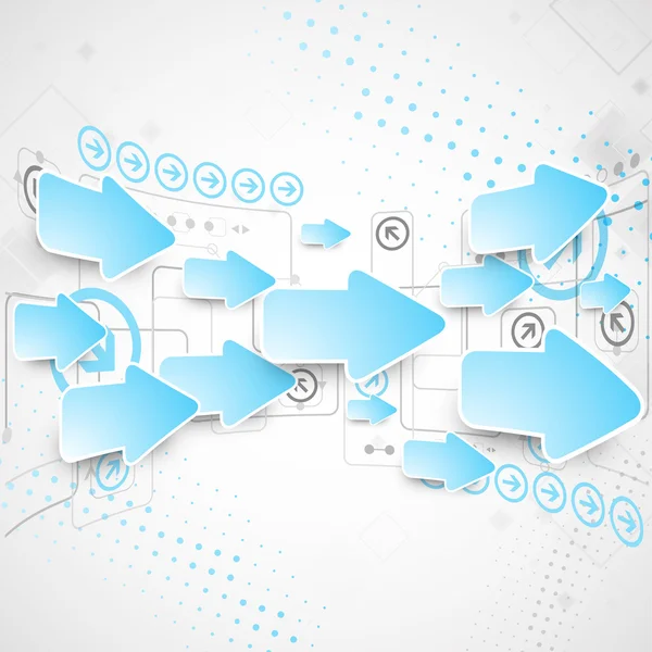 Absztrakt technológiai üzleti háttér a kék nyilak — Stock Vector