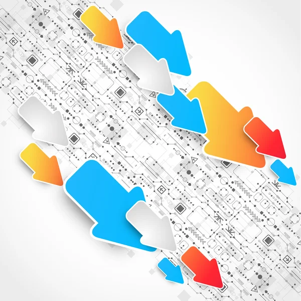 Fond d'entreprise technologique abstrait avec des flèches de couleur — Image vectorielle