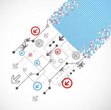 Soyut teknolojik arka plan çeşitli technologi ile noktalı