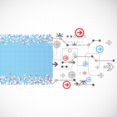 Soyut teknolojik arka plan çeşitli technologi ile noktalı