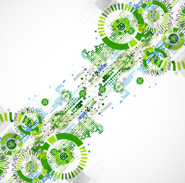 Teknoloji iş yeşil renkli şablon arka plan. 