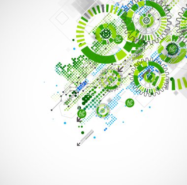 Teknoloji iş yeşil renkli şablon arka plan. 