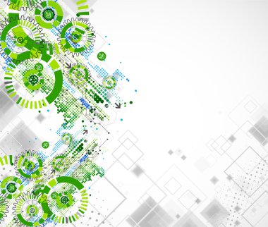 Teknoloji iş yeşil renkli şablon arka plan. 