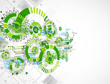 Teknoloji iş yeşil renkli şablon arka plan. 