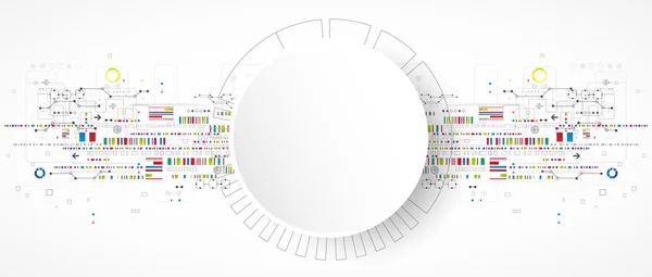 Abstracte technische achtergrond met verschillende technologische elemen — Stockvector