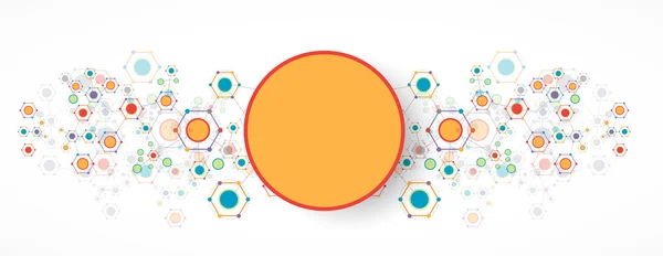 ネットワーク六角形カラー技術コミュニケーションの背景 — ストックベクタ