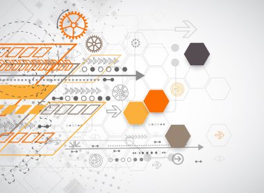 Çeşitli teknolojik elementlere sahip soyut arkaplan