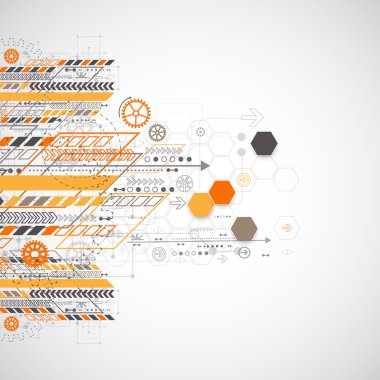 Çeşitli teknolojik elementlere sahip soyut arkaplan