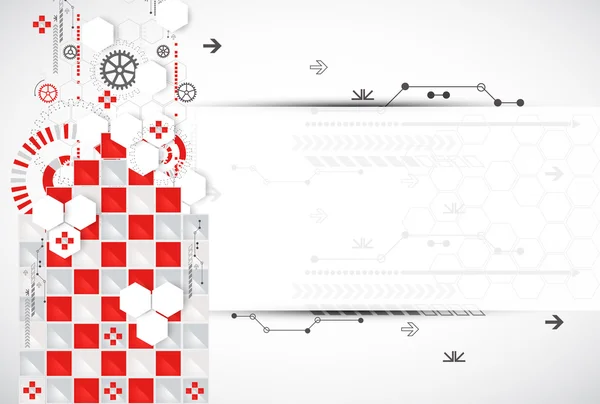 Abstracte technische achtergrond met rode elementen — Stockvector