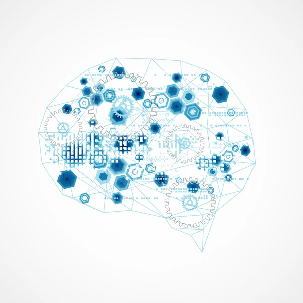 Cerebro digital abstracto, concepto de tecnología — Archivo Imágenes Vectoriales