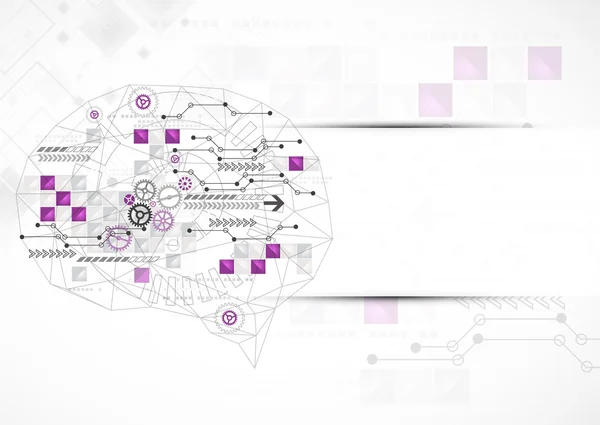 Cerebro digital abstracto, concepto de tecnología — Archivo Imágenes Vectoriales