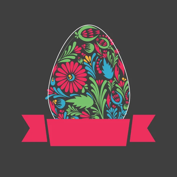 Oeuf de Pâques floral fond . — Image vectorielle