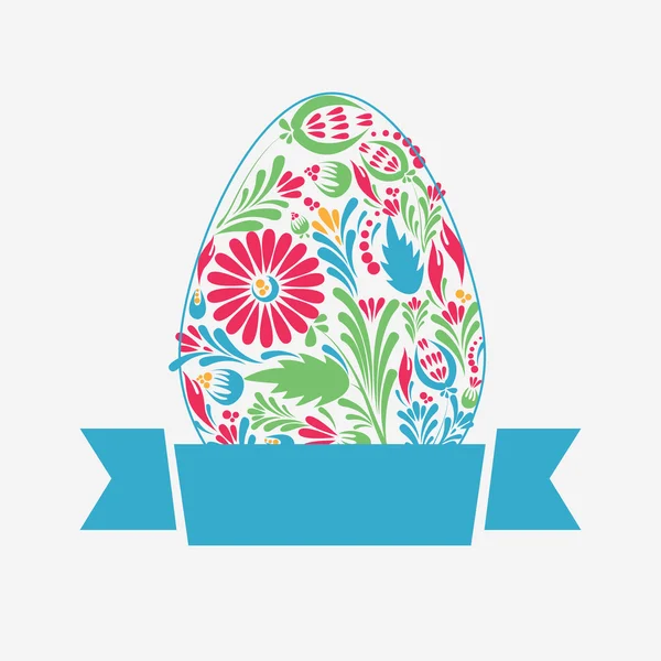 Floreale uovo di Pasqua sfondo . — Vettoriale Stock