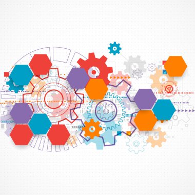 Teknolojik arka plan ile cogwheels. 