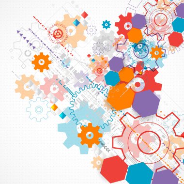 Teknolojik arka plan ile cogwheels. 