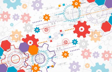 Teknolojik arka plan ile cogwheels. 