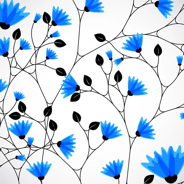 Abstrakcyjny charakter drzewo tło niebieskie kwiaty. — Wektor stockowy