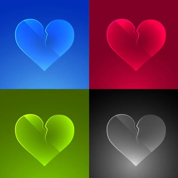 Set of broken hearts icons. — Stock Vector