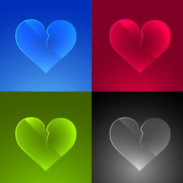 Conjunto de corazones rotos iconos . — Vector de stock