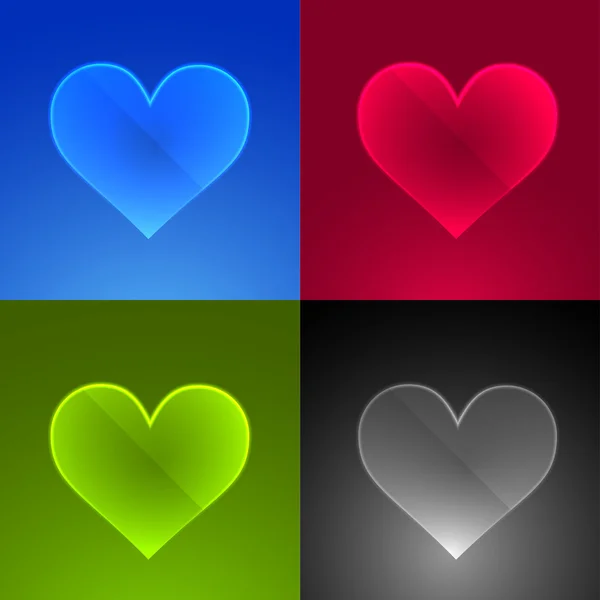 Set of glass heart web icons. — Stock Vector