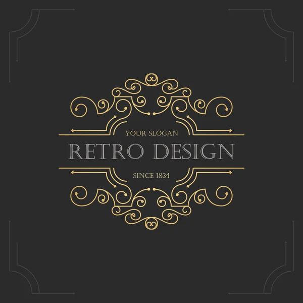 Art Deco-vintage design av retro blomstrar ramar. — Stock vektor