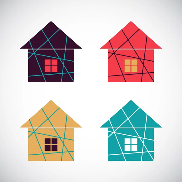 Quatre maisons colorées — Image vectorielle