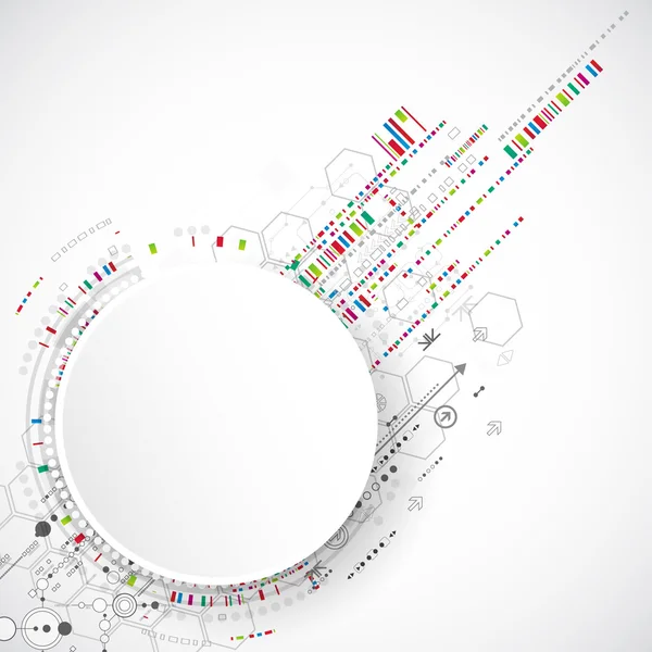 Abstracte technische achtergrond met verschillende technologische elemen — Stockvector