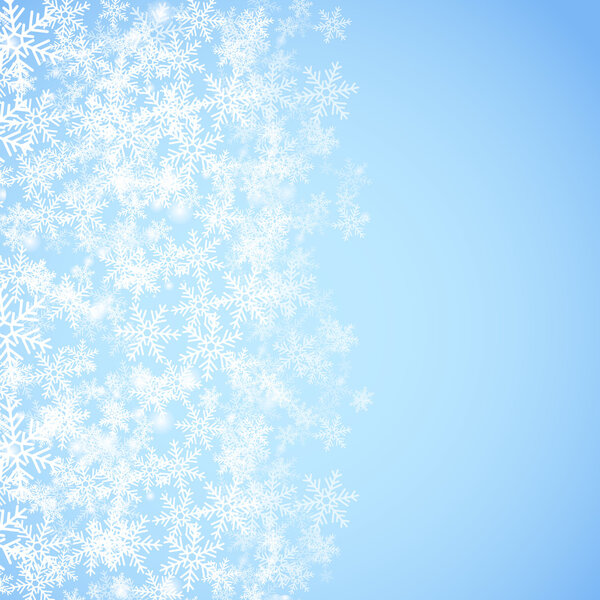 Abstract blue Christmas background with snowflakes. 