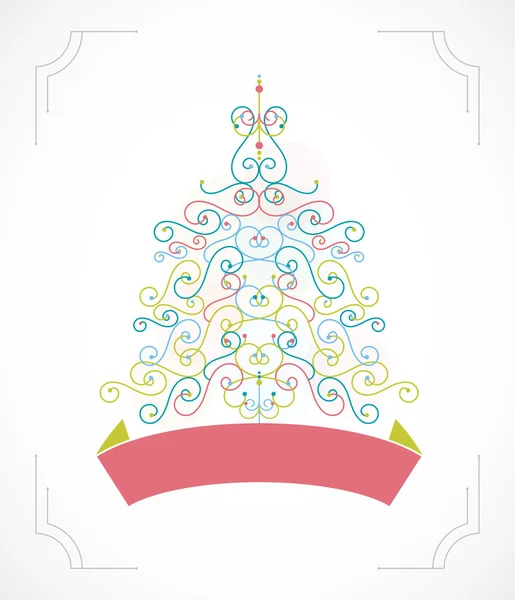 Fondo de invierno con árbol de Navidad . — Vector de stock