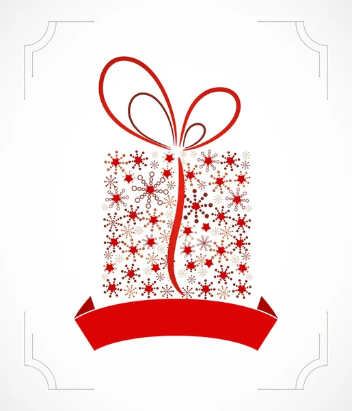 雪の結晶から作られたクリスマスプレゼントボックス — ストックベクタ
